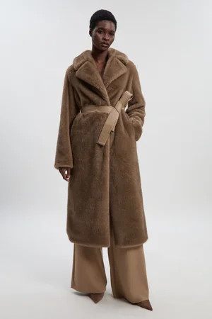 Faux Fur Longline Coat | Karen Millen UK + IE + DE + NL