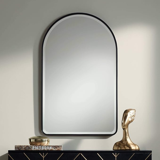 Uttermost Clara Matte Black 24" x 39" Arch Top Mirror | Amazon (US)