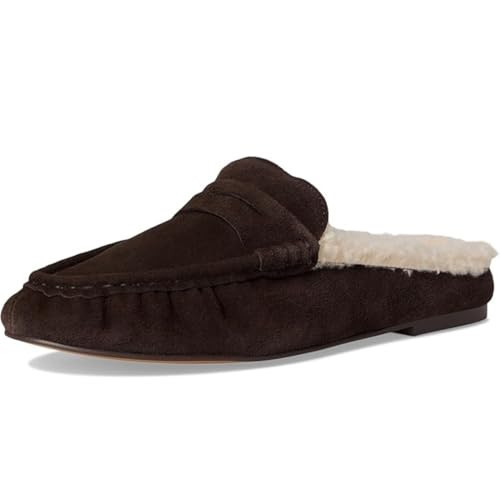 Divanne Loafer Mules for Women, Ruched Penny Loafers Slip on Flat Mules Comfortable Backless Casual Loafer Slides Shoes -Chocolate Brown Fur-10M US | Amazon (US)
