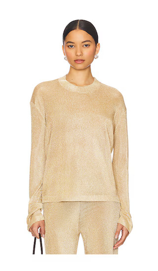 SEROYA Hana Metallic Knit Top in Metallic Gold. - size M | Revolve Clothing (Global)