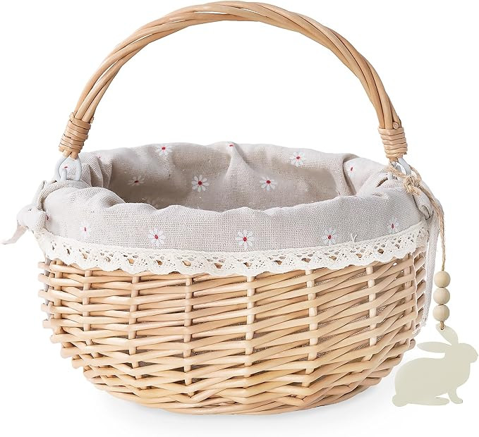 Easter Baskets for Kids, Large Personalized Wicker Easter Basket Empty with Handle, Basket Tags, ... | Amazon (US)