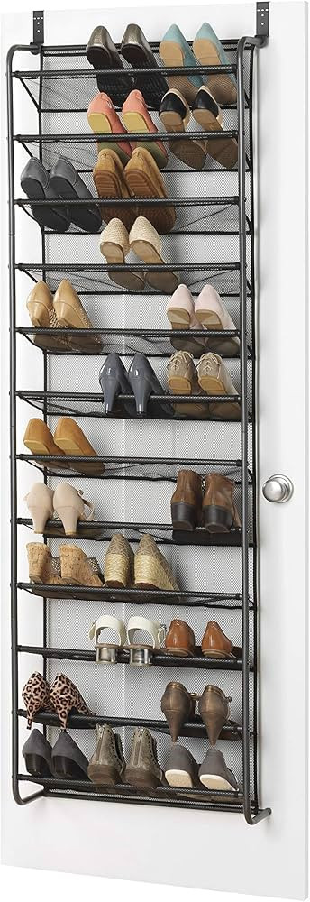 Whitmor 36 Pair Over-The-Door Rack-Gunmetal Gray Shoe Organizer | Amazon (US)