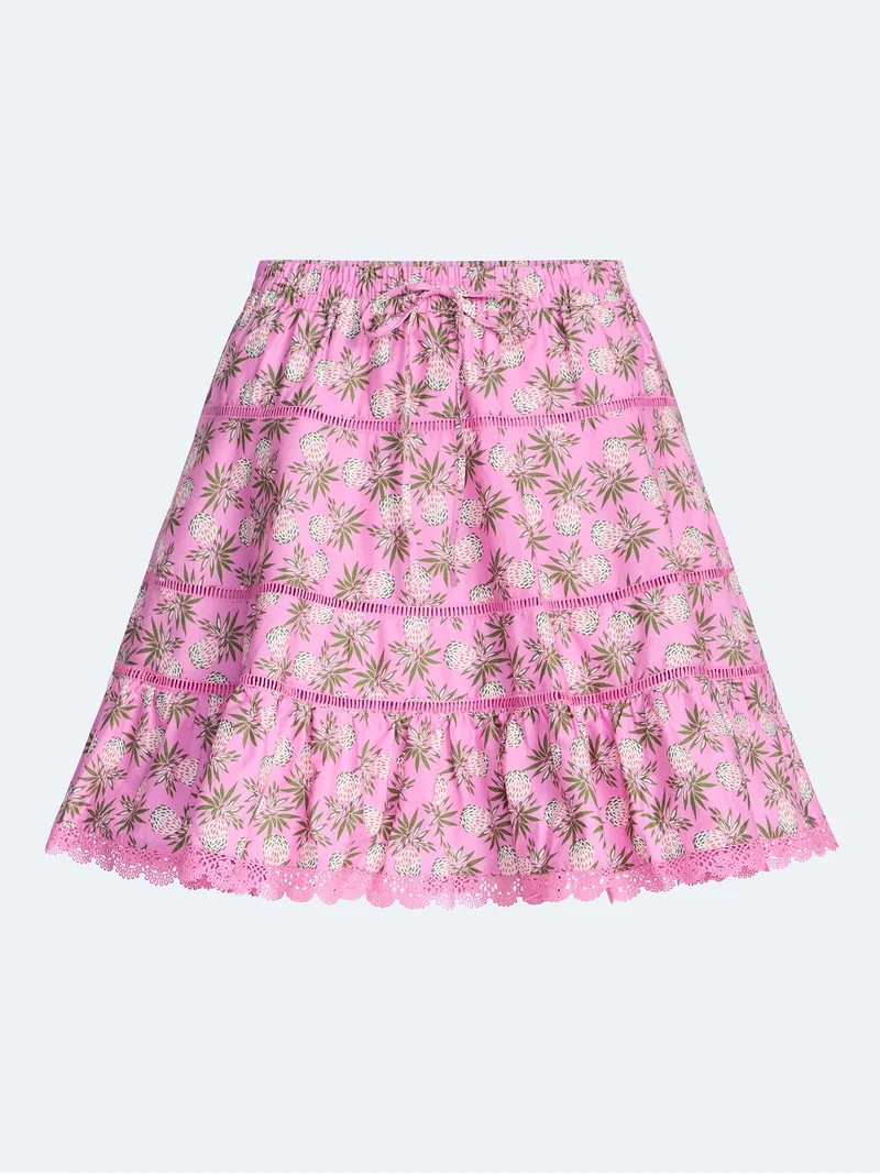 Free Assembly Women's and Women\u2019s Plus Tiered Cotton Mini Skirt with Lace Trim, Sizes XS-4X | Walmart (US)