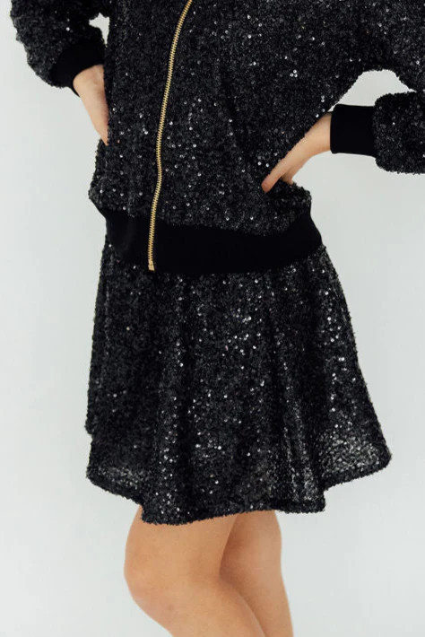 Black Sequin Twirl Skort | Mila & Rose