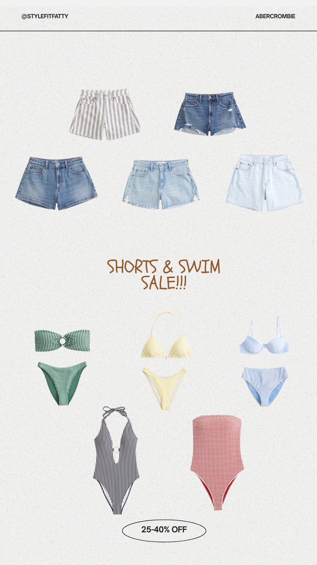 25-40% off Shorts & Swim at Abercrombie! So many cute styles to choose from :) 

 #afsale #afshorts #afswim #LTKSeasonal #LTKSaleAlert #LTKSwim