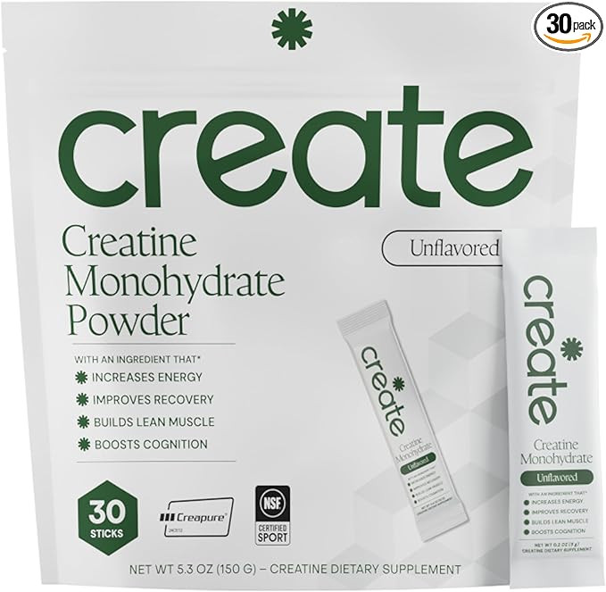 Create Creatine Monohydrate Powder - Micronized Creatine Travel Packets, Made with Creapure, 3rd ... | Amazon (US)