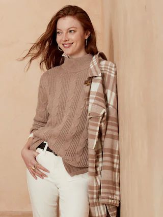 Mock-Neck Cable Sweater | Banana Republic Factory