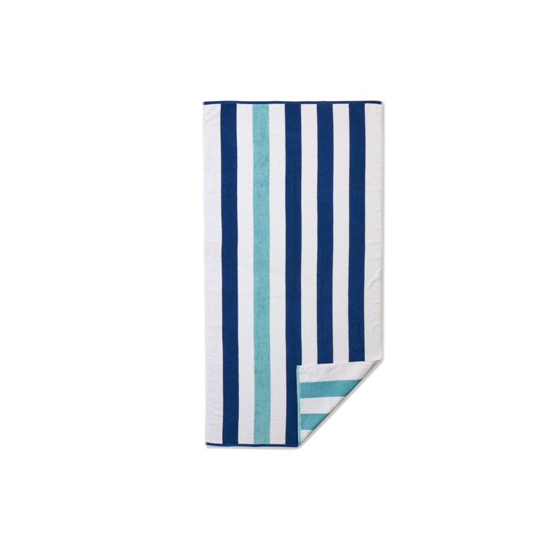 Better Homes & Gardens Cabana Reversible Striped Beach Towel, Blue & Teal | Walmart (US)