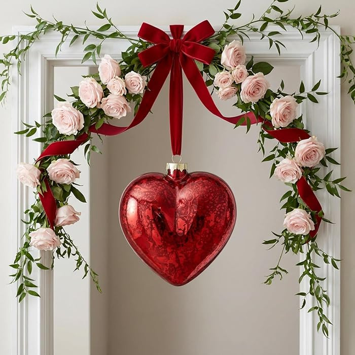 12 Pack Valentine Heart Glass Ornament Glass Heart Shaped Ornament Shiny Antique Romantic Love Sh... | Amazon (US)