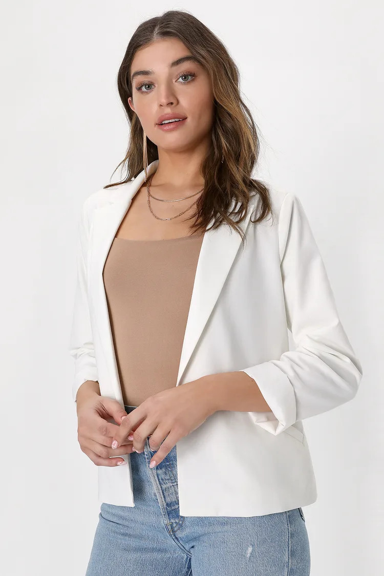Business of Style Ivory Open Front Lightweight Blazer | Lulus (US)