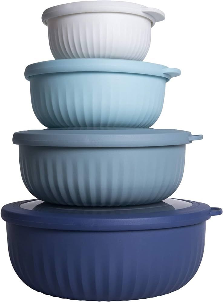 COOK WITH COLOR Prep Bowls - Wide Mixing Bowls Nesting Plastic Meal Prep Bowl Set with Lids - Sma... | Amazon (US)