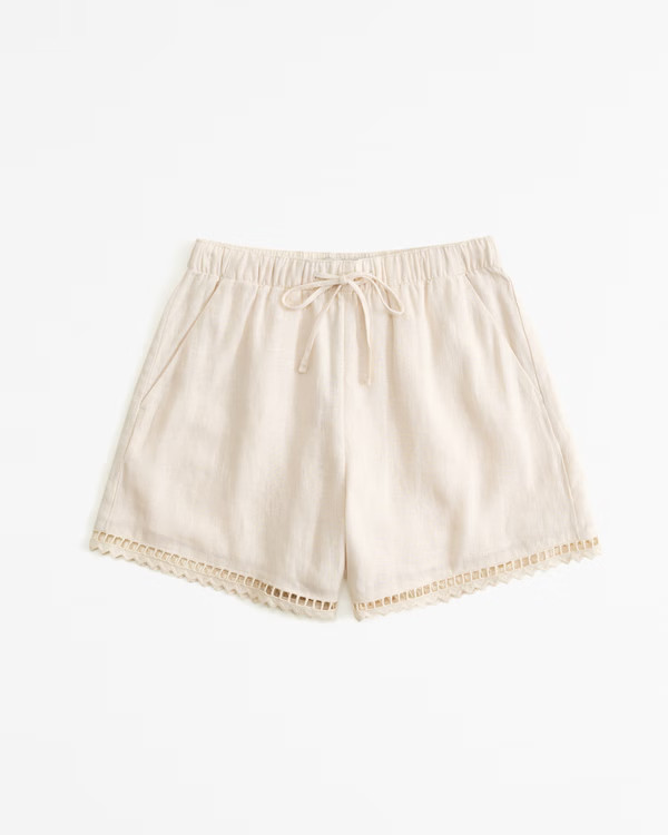 Linen Embroidered Pull-On Short | Abercrombie & Fitch (US)