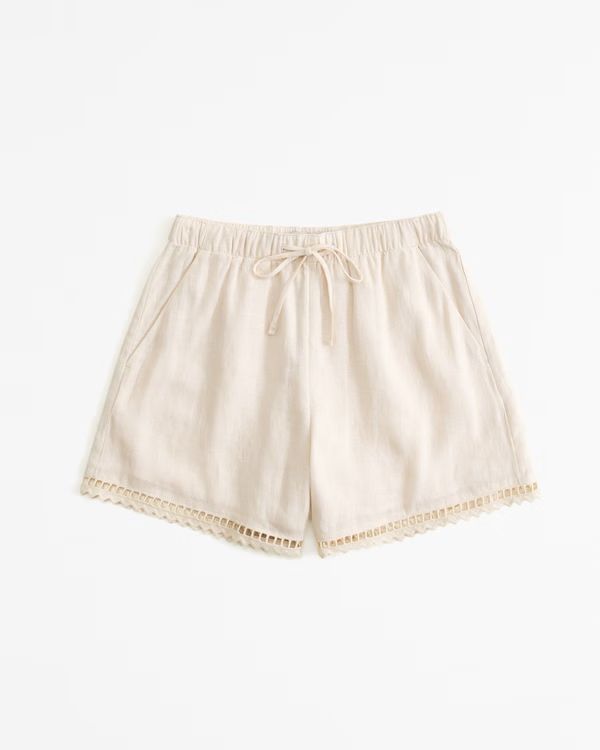 Women's Linen Embroidered Pull-On Short | Women's | Abercrombie.com | Abercrombie & Fitch (US)