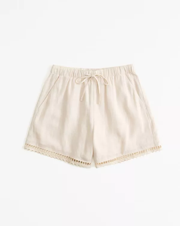 Linen Embroidered Pull-On Short curated on LTK