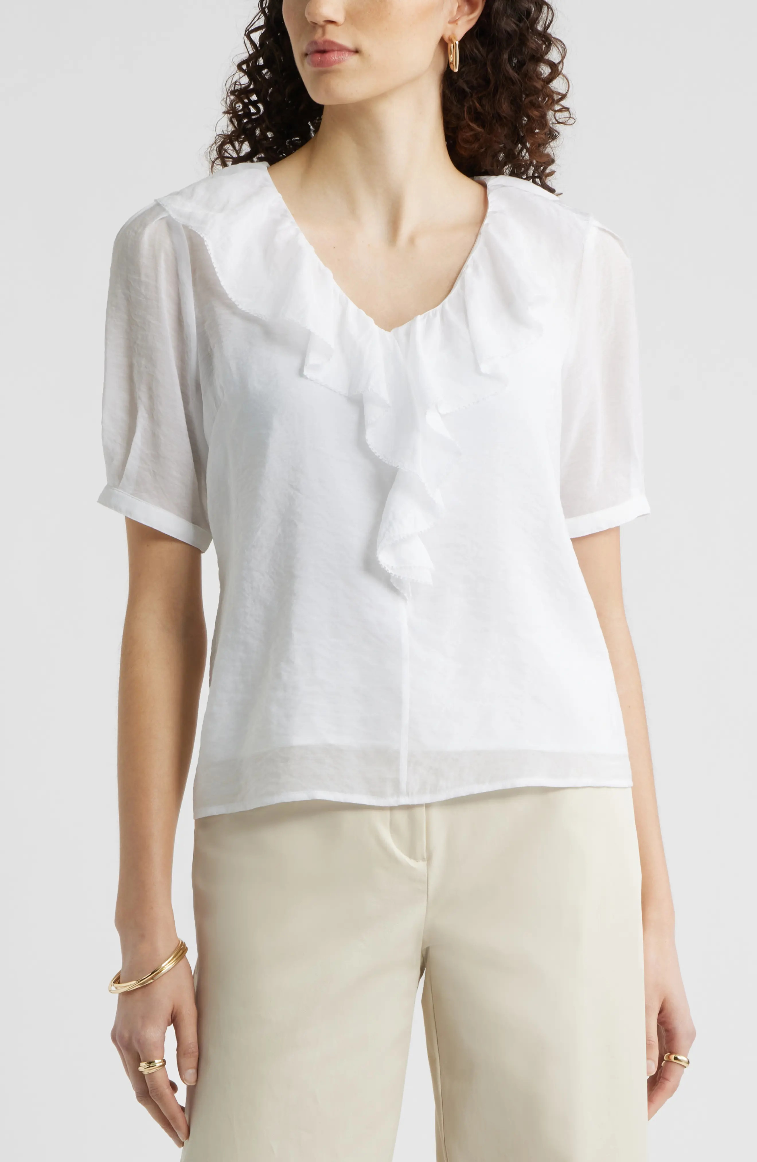 Ruffle Crinkle Semisheer Top (Women) | Nordstrom | Nordstrom