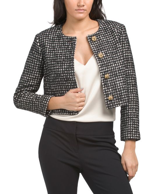 Houndstooth Cotton Jacket | TJ Maxx