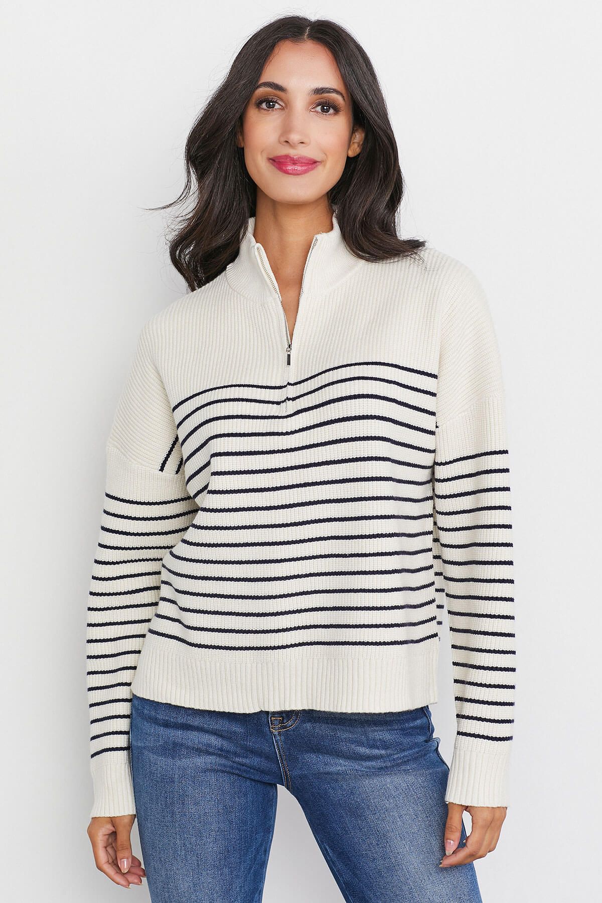 By Together Striped Half Zip Sweater | Social Threads