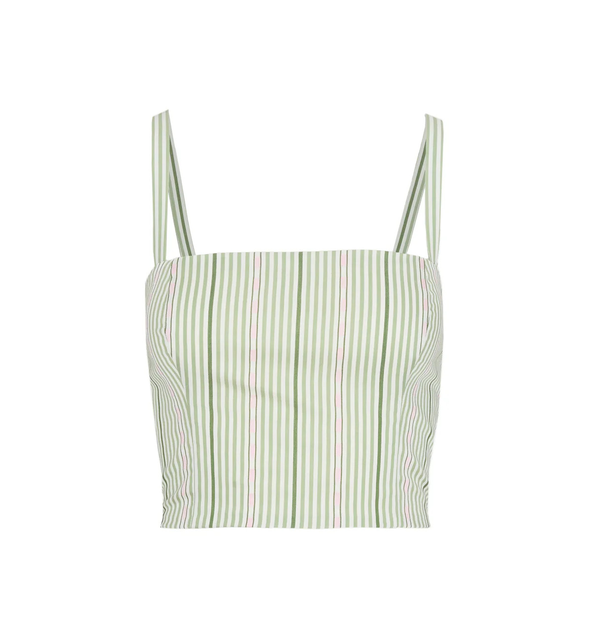 The Miranda Top in Green Jacquard Stripe | Over The Moon
