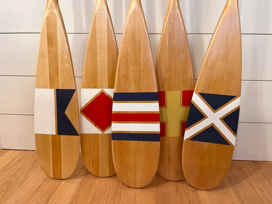 Hand Painted Decorative Canoe Paddle: Nautical Flags Wall Art Oar BT - Etsy | Etsy (US)