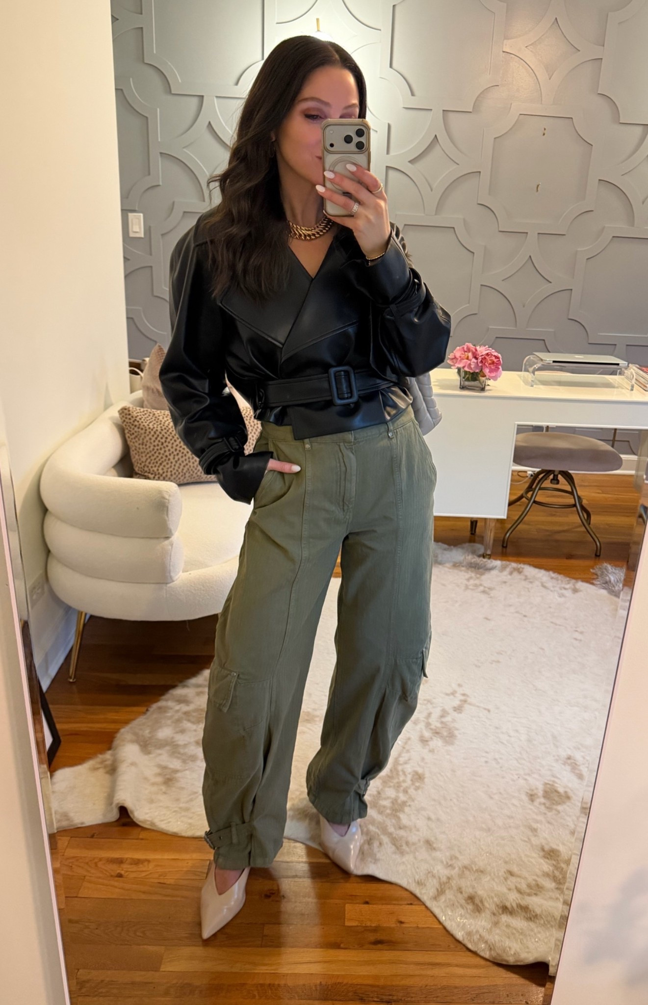 Date night outfit in the coolest barrel pant. I did my true size in both the pants and the jacket!

#LTKootd #LTKOver40