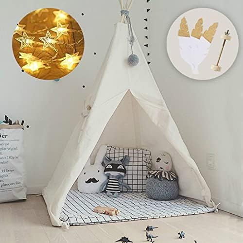 little dove Kids Foldable Teepee Play Tent with Carry Case, Banner, Fairy Lights, Feathers, Floor... | Amazon (US)