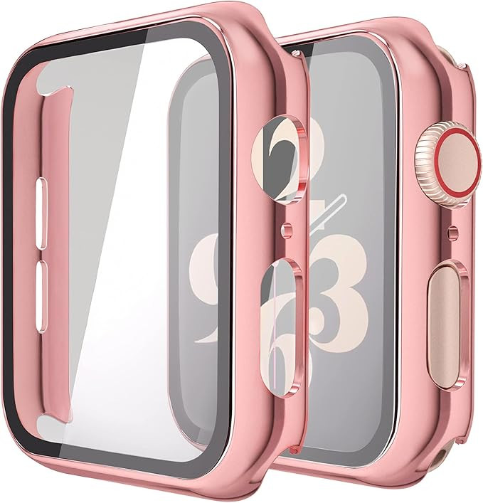 Misxi 2 Pack Hard PC Case with Tempered Glass Screen Protector Compatible with Apple Watch Series... | Amazon (US)