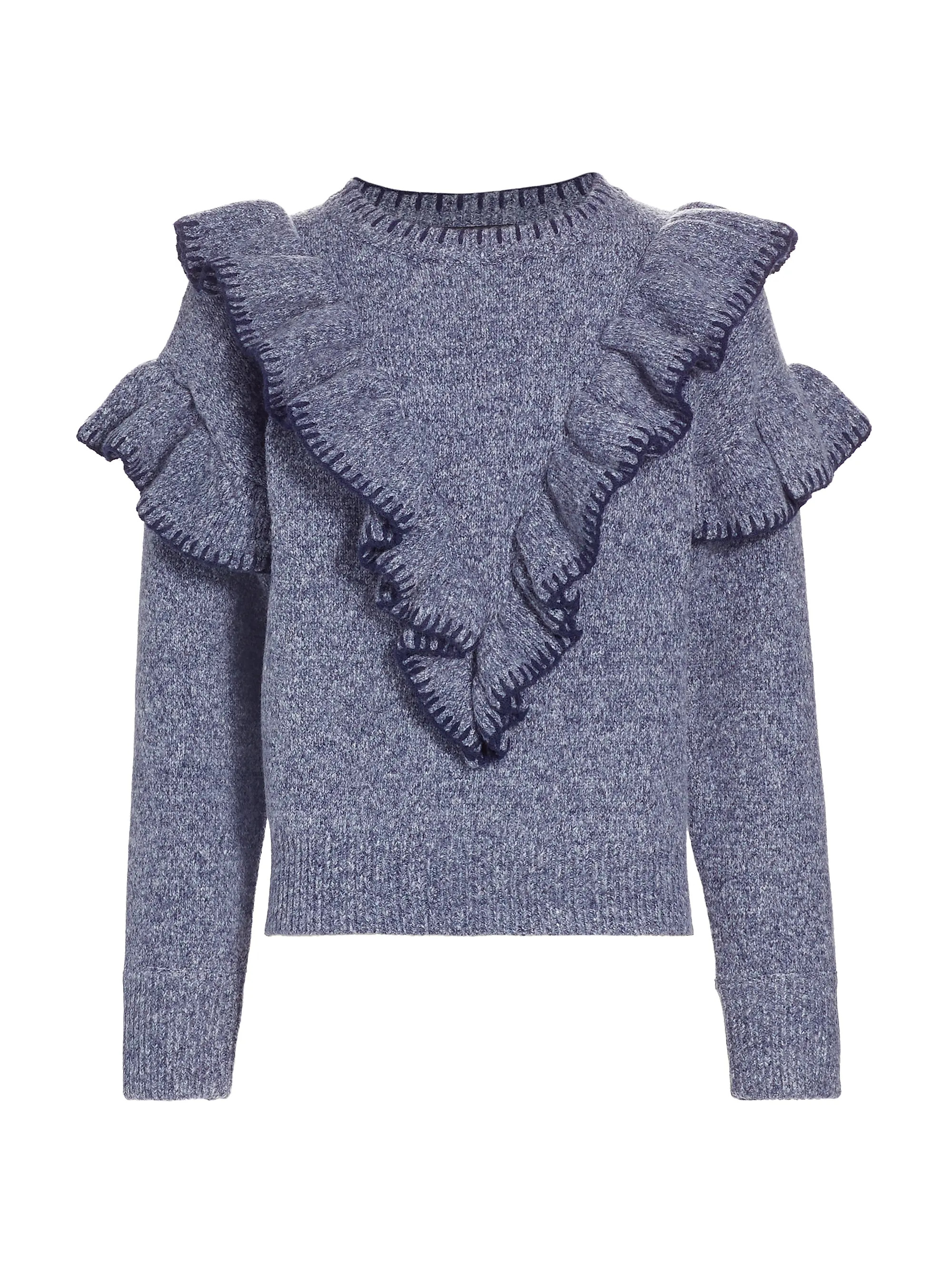En Saison Rene Ruffle-Trim Sweater | Saks Fifth Avenue | Saks Fifth Avenue
