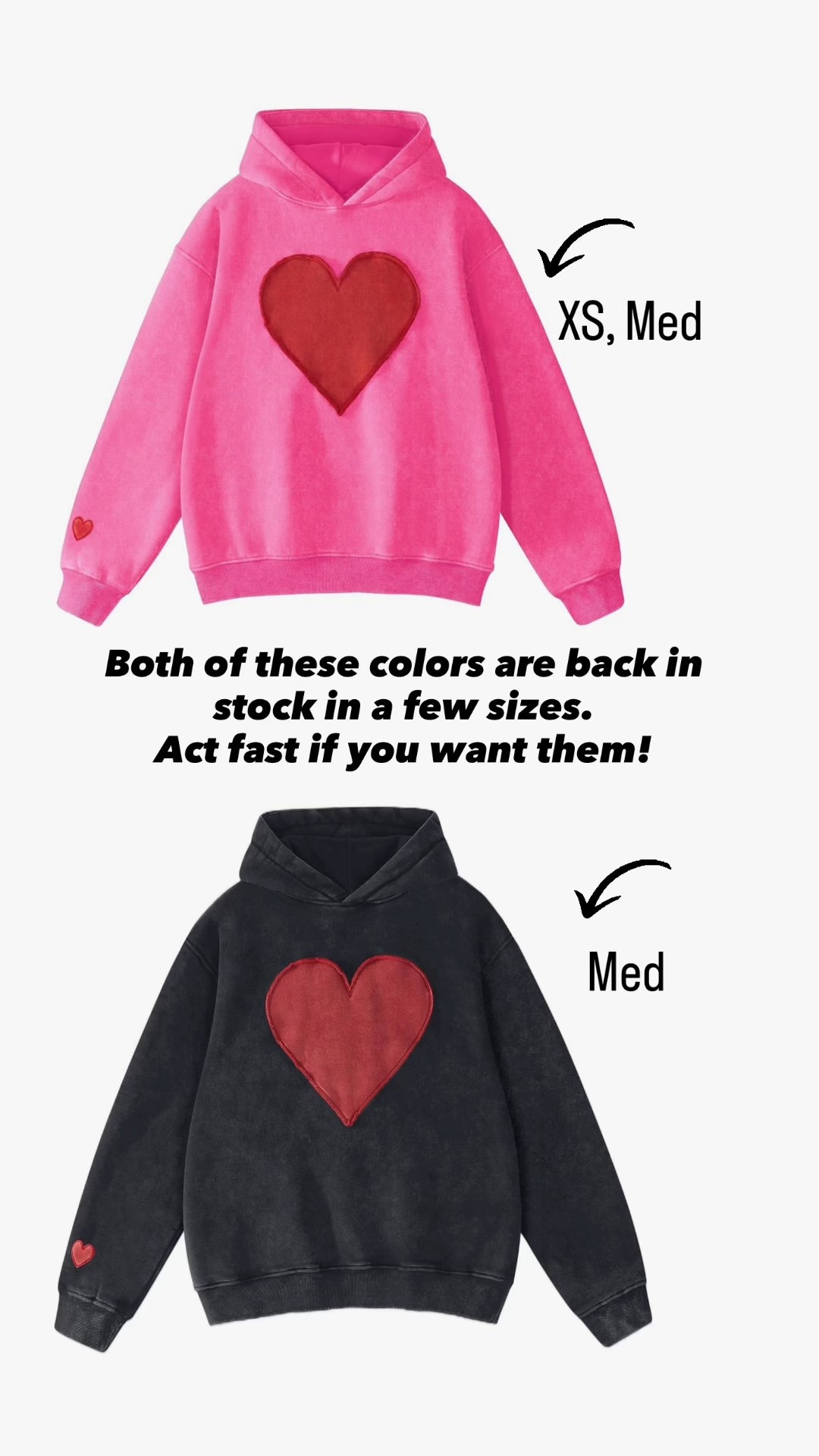 A few sizes in these fun heart/Valentine’s hoodies are back in stock. act fast if you what one! They fit oversized! Consider sizing down for a less generous fit.

#LTKSeasonal #LTKgrwm #LTKmomlife