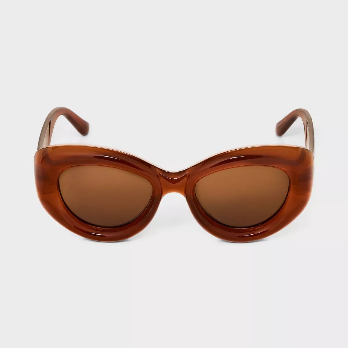 Women's Bubble Round Cateye Sunglasses - A New Day™ Brown | Target
