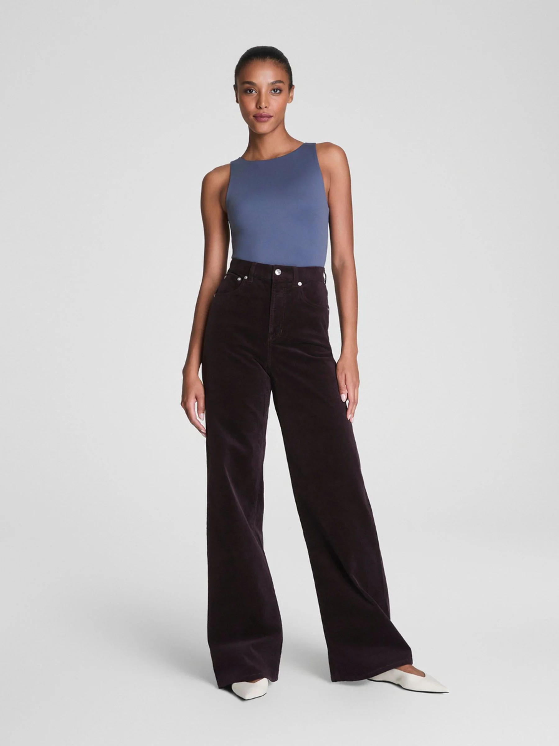 Spanx Spanx Brown Supersmooth Authentic 360 Corduroy Wide Leg Jeans | Next US