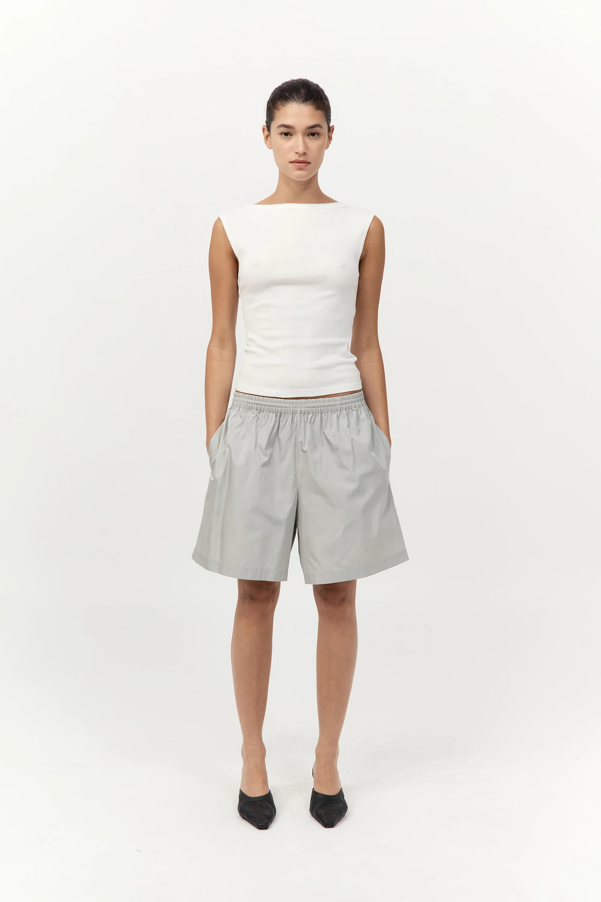 Paper Taffeta Short - Silver / Off White | St. Agni (US, UK, EU)