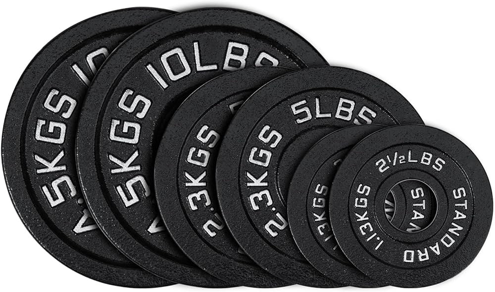 AboveGenius Cast Iron 2-Inch Olympic Plate Weight Set for Strength Training, Weightlifting and Cross | Amazon (US)