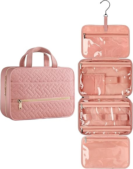 Travel Toiletry Bag for Women with Sturdy Hanging Hook, Water-resistant Makeup Cosmetic Bag Travel O | Amazon (US)