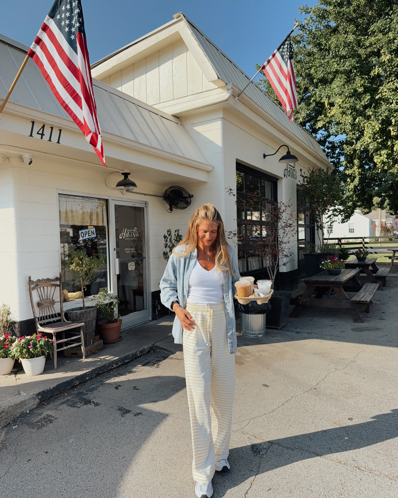 Coffee run outfit I wore before leaving for our roadtrip/vacation. Wearing my true size mediums in everything. I prefer things looser so I get size medium when I’m probably a true small. Pants are long enough

#LTKootd #LTKTravel #LTKmomlife