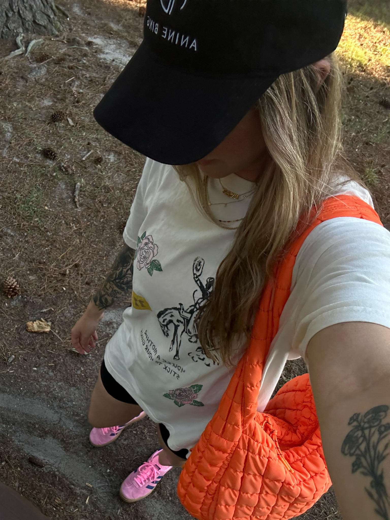 park fit 💘

size down half size in shoes. shirt is a L and shorts are size 8. 