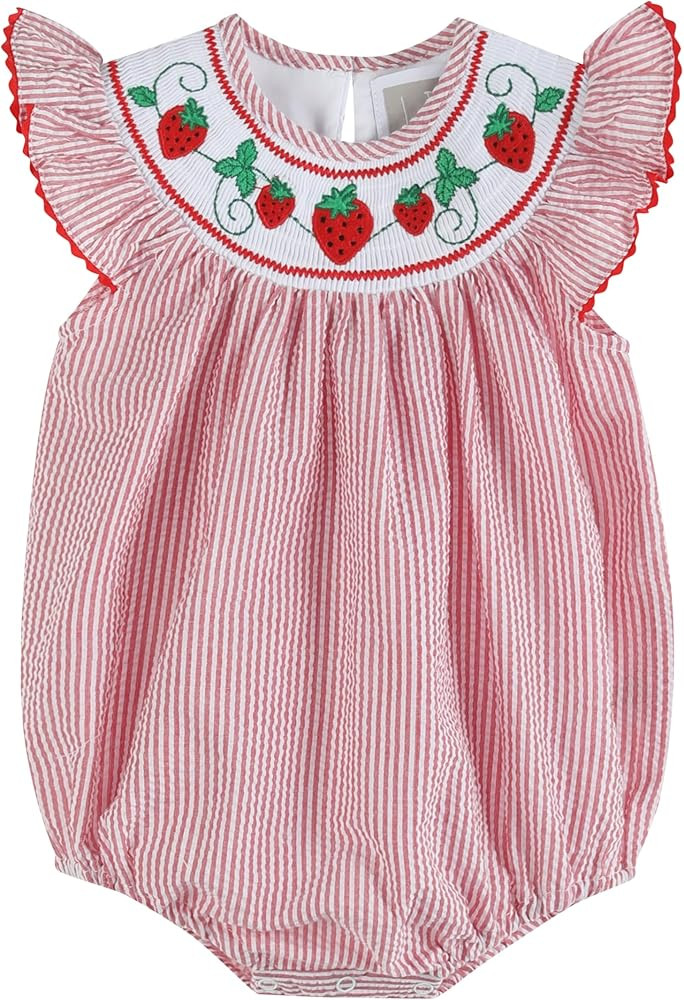 Girls Baby and Toddler Smocked Romper | Amazon (US)