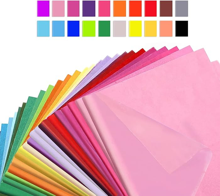 Multicolored Tissue Paper 20"x26" 100 Pack, 25 Colors, Art Tissue for Gifts, Games, Birthdays, Ea... | Amazon (US)