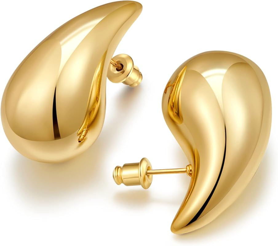 FAMARINE Waterdrop Gold Earrings for Women Teardrop Gold Big Earrings Fashion Jewelry Gift | Amazon (US)