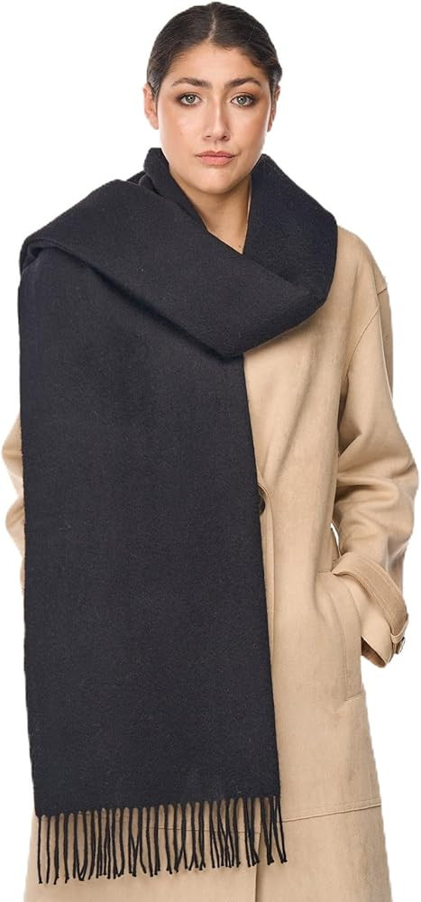 Edinburgh Cashmere Plain Scarf Black Oversized Wrap 100% Pure Lambswool | Amazon (UK)