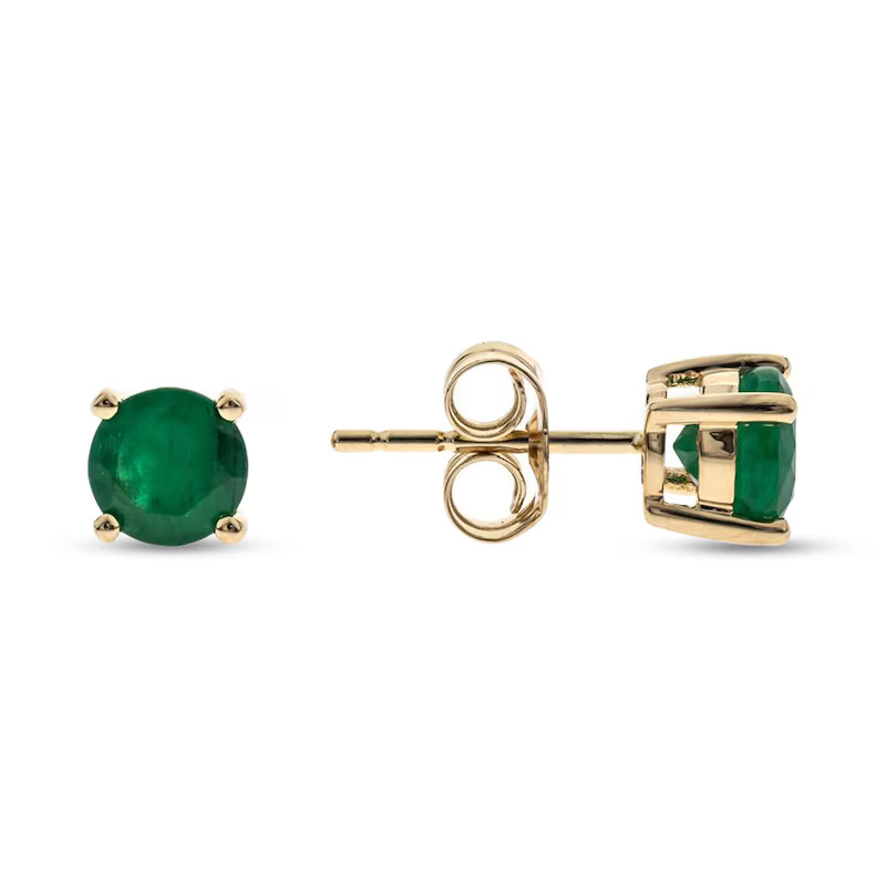 5.0mm Emerald Solitaire Stud Earrings in 10K Gold | Zales