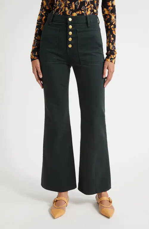 Ulla Johnson The Lou High Waist Flare Jeans in Hunter at Nordstrom, Size 28 | Nordstrom
