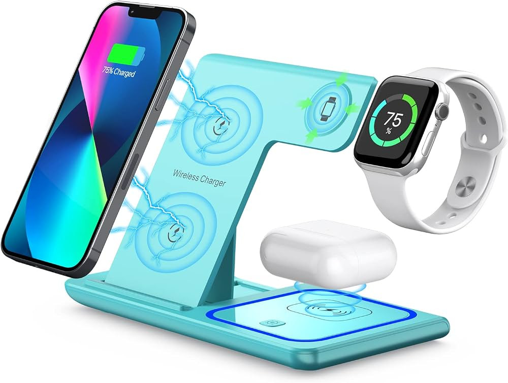 Wireless Charging Station, 3 in 1 Wireless Charger Stand, Fast Wireless Charging Dock for iPhone ... | Amazon (US)