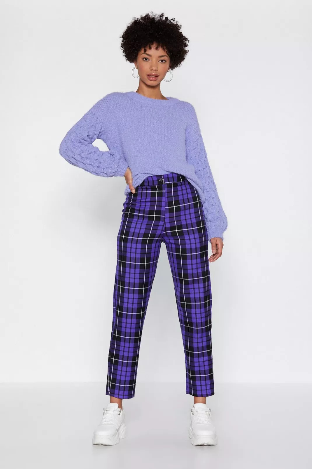 Plaid High Waisted Straight Leg Pants | Nasty Gal (US)