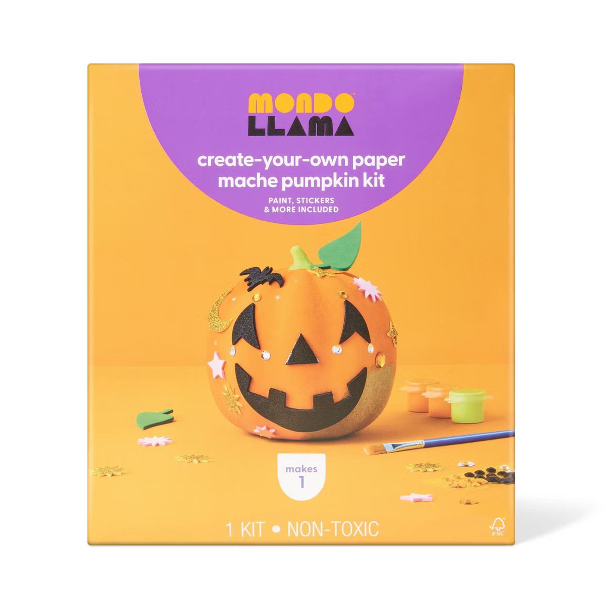 Halloween Craft Embellished Paper Mache Pumpkin Painting Kit - Mondo Llama™ | Target