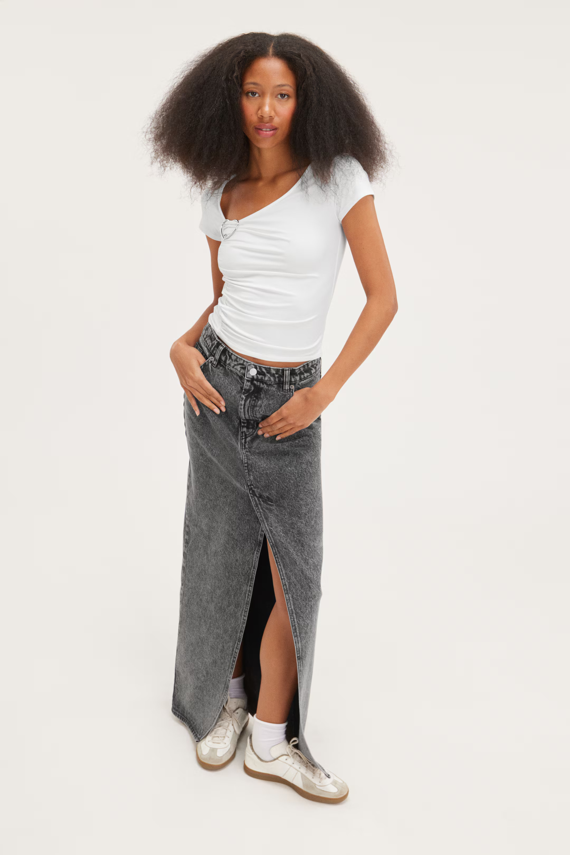Slitted Maxi Denim Skirt | H&M (UK, MY, IN, SG, PH, TW, HK)