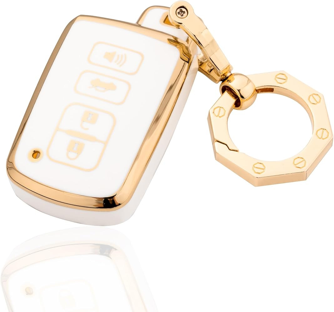 YHC for Toyota Key Fob Cover Car Key Case Shell with Gold Keychain fit Sequoia Tundra Tacoma 4Run... | Amazon (US)