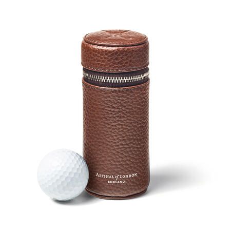 Golf Ball Holder in Tobacco Pebble | Aspinal of London