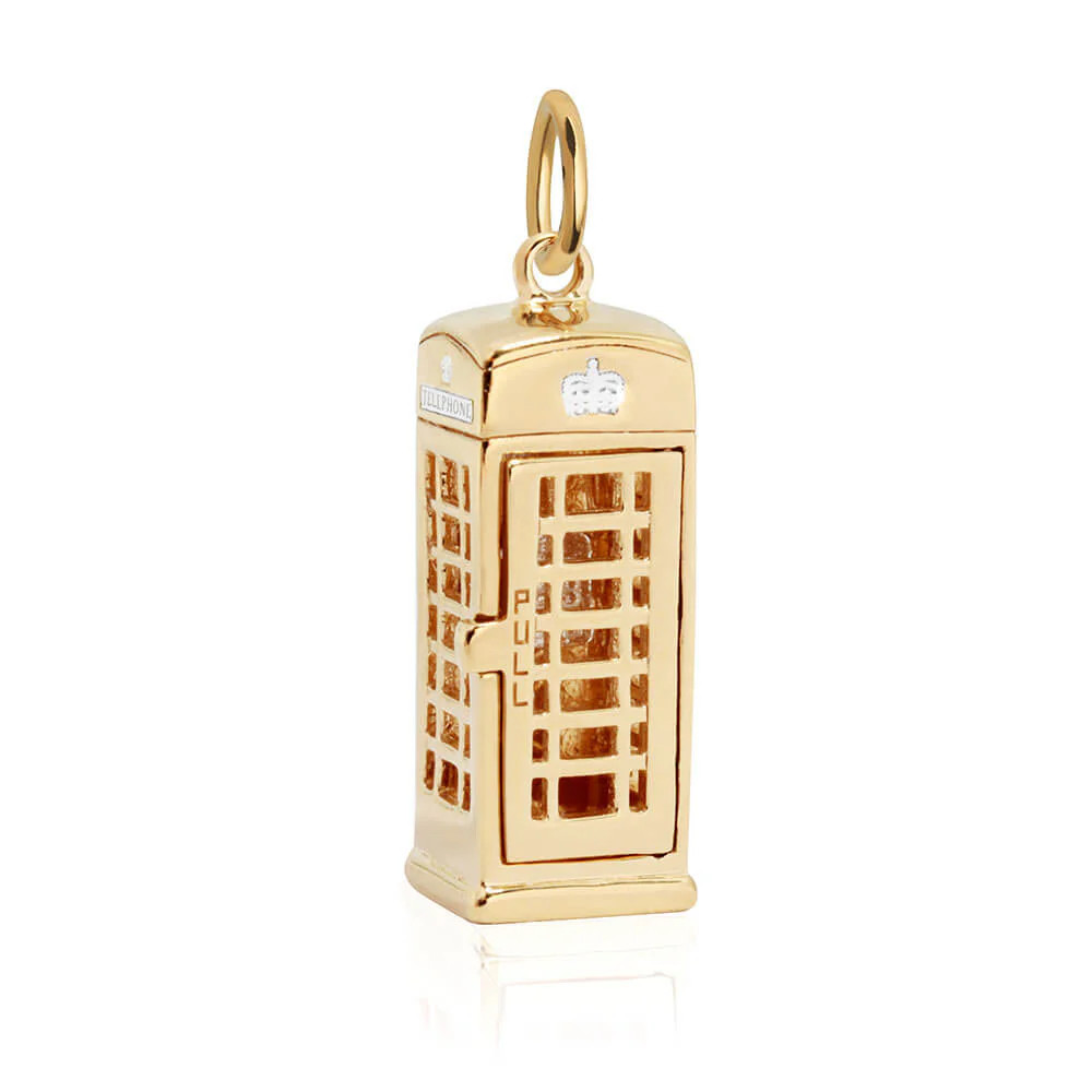 London Phone Booth Charm, Gold | Jet Set Candy (US)