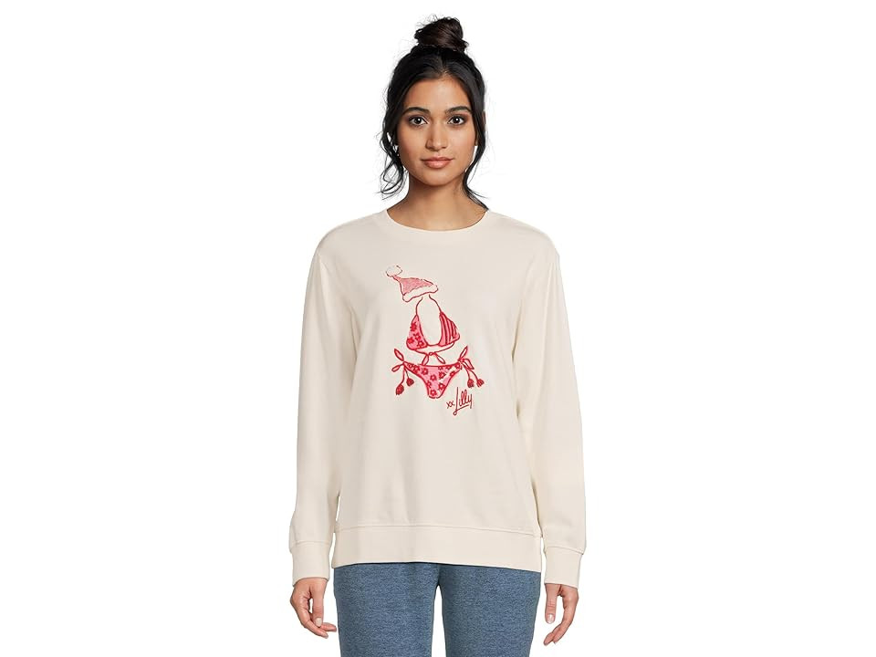 Lilly Pulitzer Ballad Long Sleeve Sweatshirt Women's Sweater Coconut : XS, Cotton/Spandex | Zappos