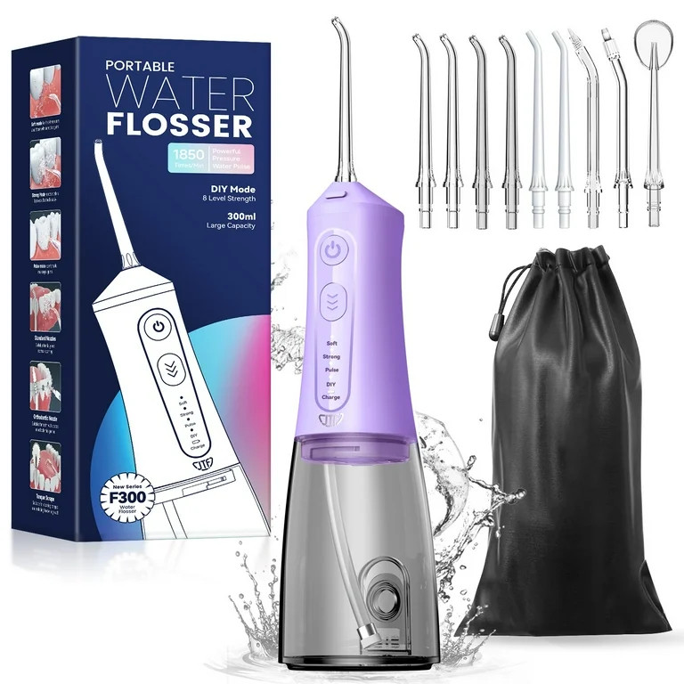JTF Cordless Water Flosser Dental Teeth Cleaner with 9 Jet Tips, DIY Mode 300ML Tank IPX7 Waterpr... | Walmart (US)
